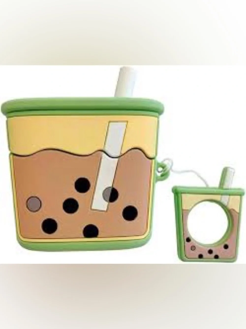 Silicone Bubble Tea AirPods Case Cover - Green & Pink
